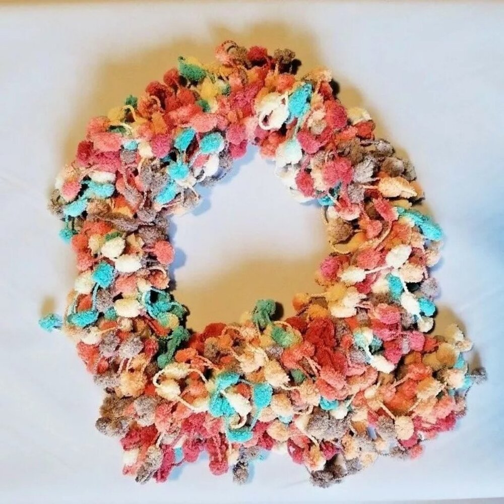 Handmade Pom Pom Crochet Scarf Loopy Haze in Multicolor Outdoor FLH-FBO